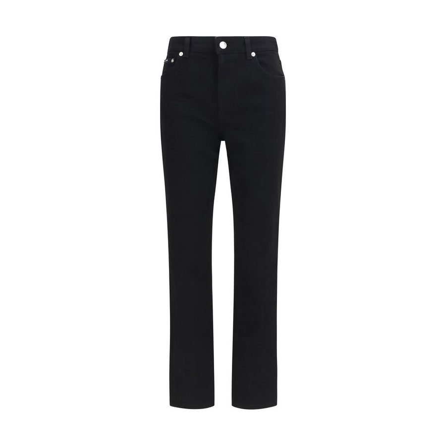 Black Cotton Straight-Leg Jeans