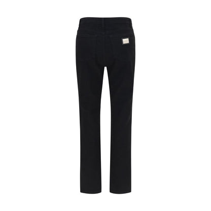 Black Cotton Straight-Leg Jeans