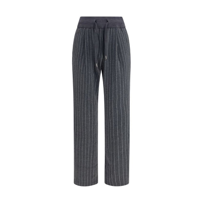 Gray Cotton Casual Pants