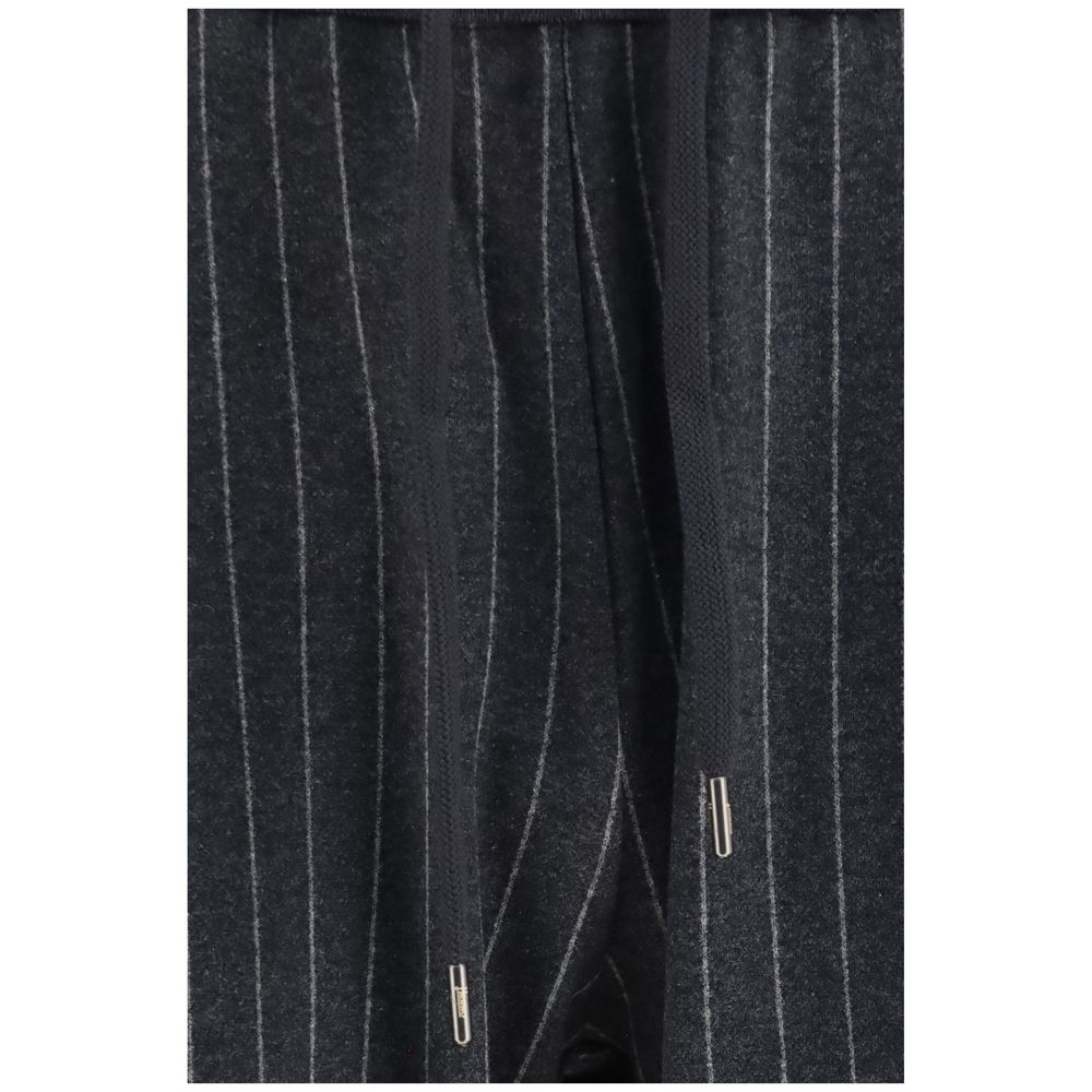 Gray Cotton Casual Pants