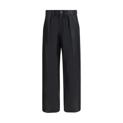 Black Polyester Casual Pants