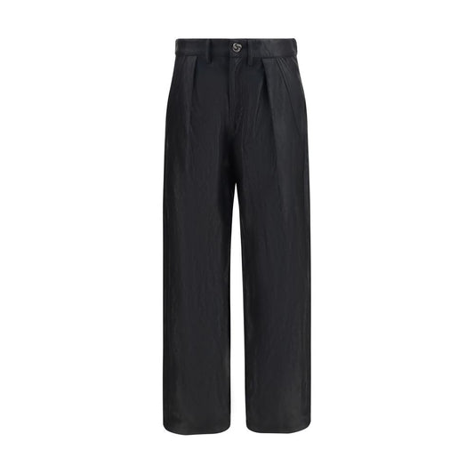 Black Polyester Casual Pants