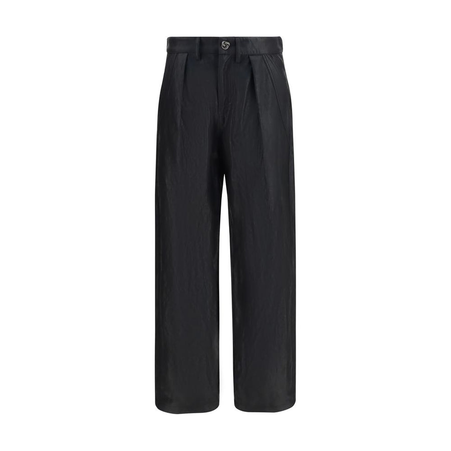 Black Polyester Casual Pants