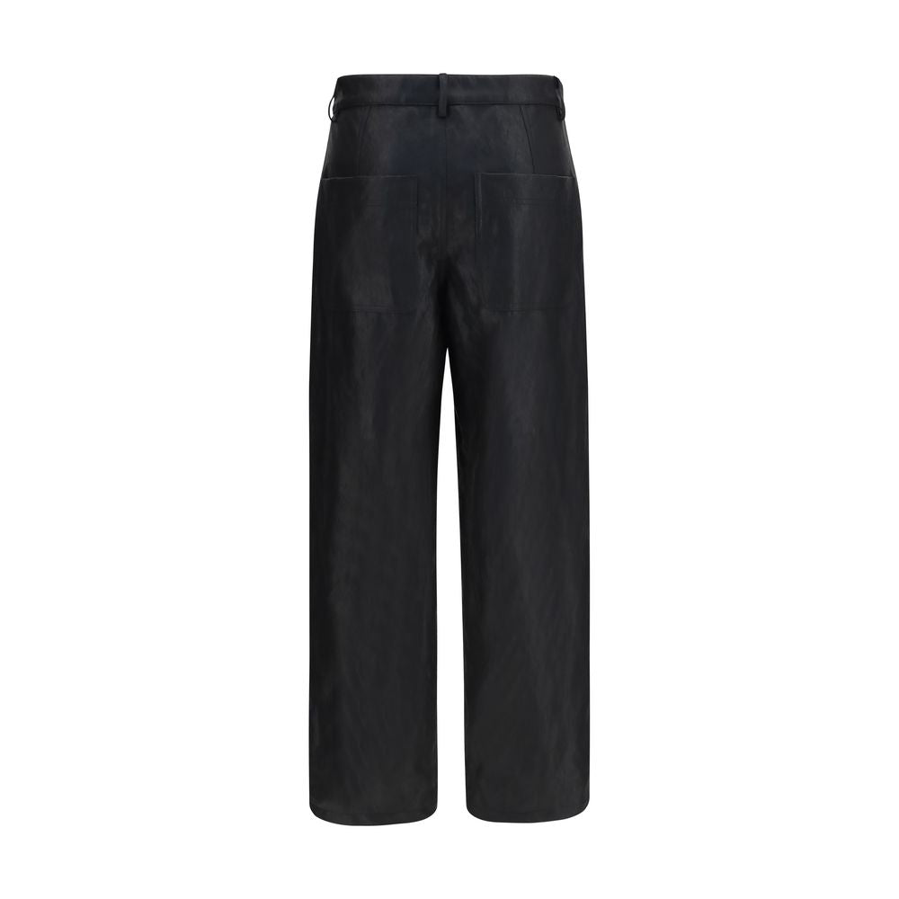 Black Polyester Casual Pants