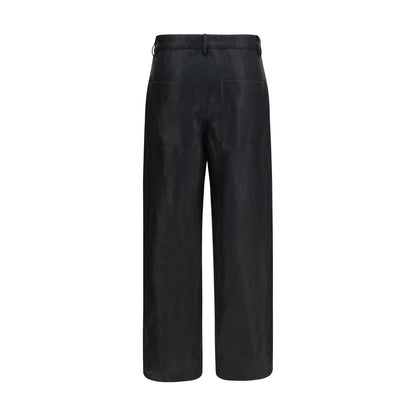 Black Polyester Casual Pants
