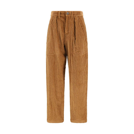 Brown Cotton Casual Pants