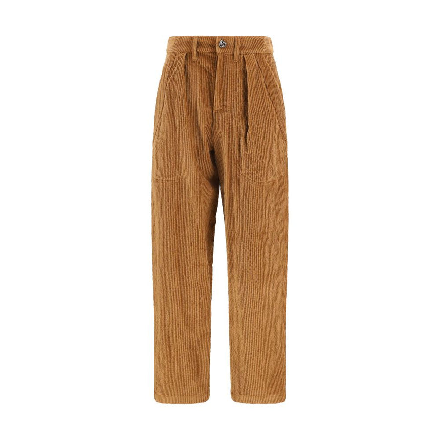 Brown Cotton Casual Pants