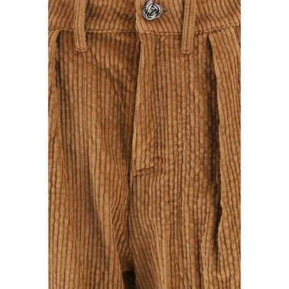 Brown Cotton Casual Pants