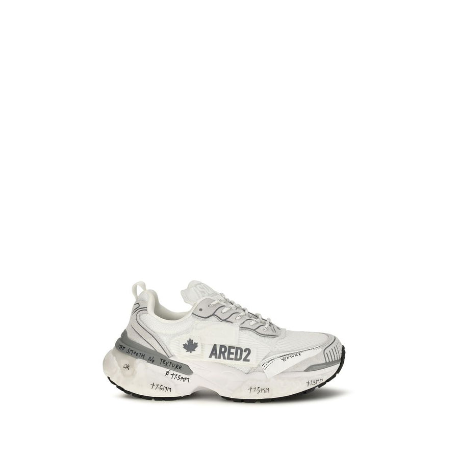 White Polyester Athletic Sneakers