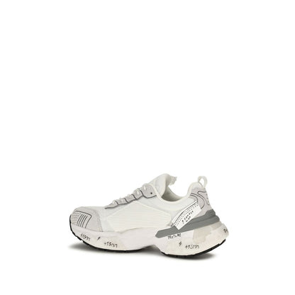 White Polyester Athletic Sneakers