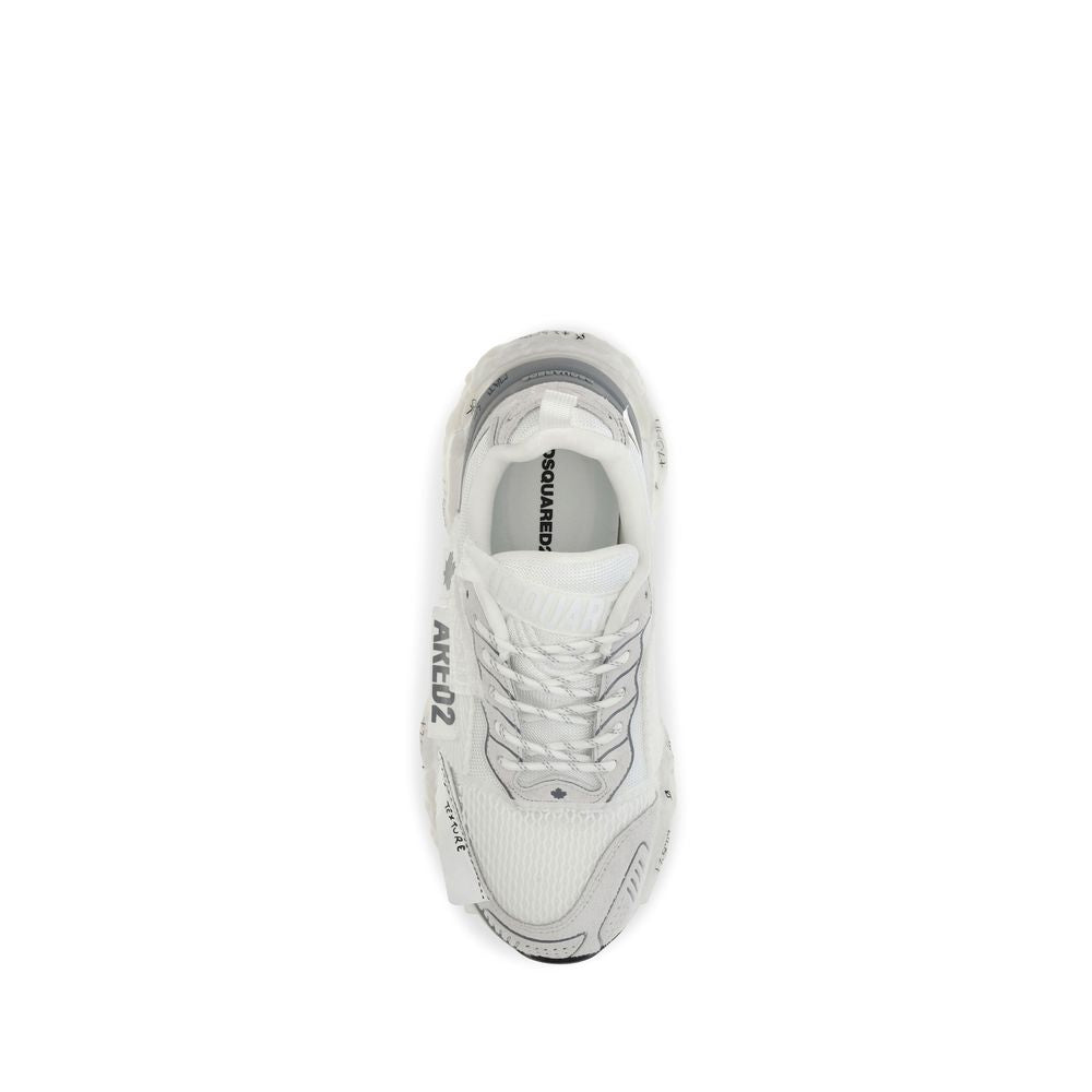 White Polyester Athletic Sneakers