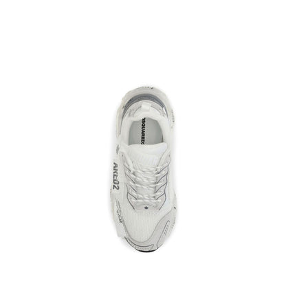White Polyester Athletic Sneakers