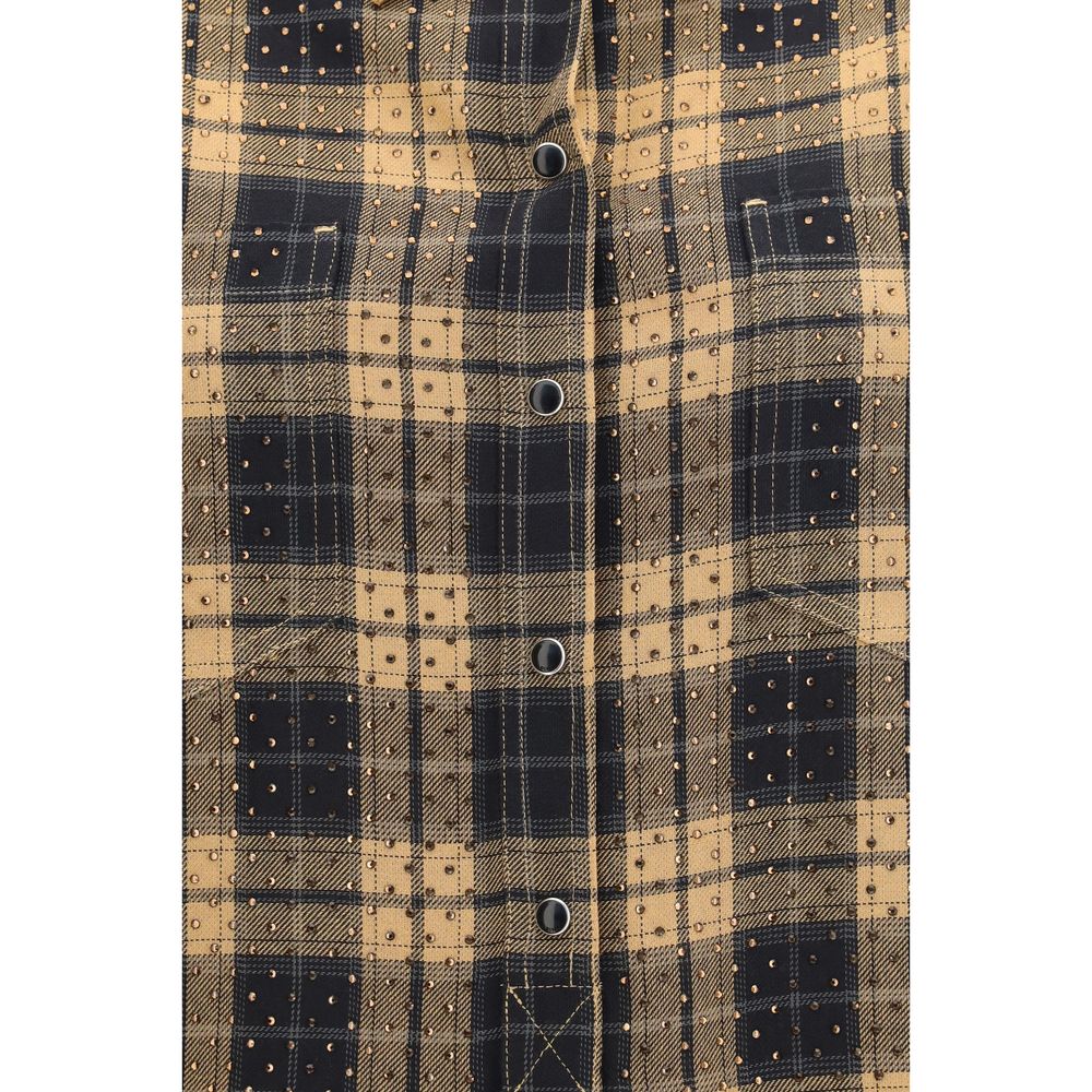 Beige Viscose Pattern Shirt