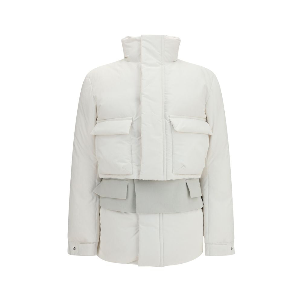 White Polyester Full-Length Jacket