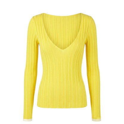 Yellow Viscose Women Sweater