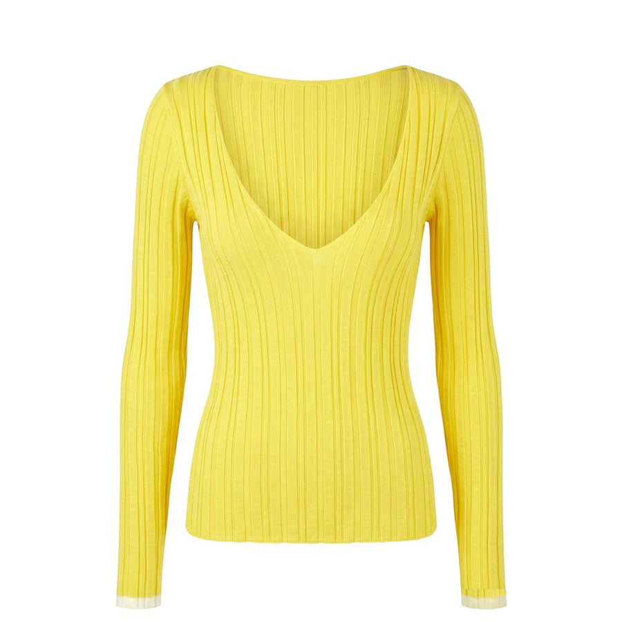 Yellow Viscose Women Sweater