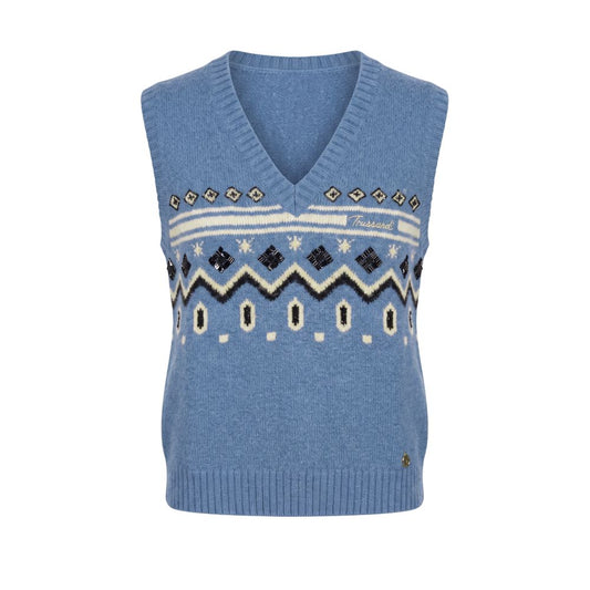 Blue Nylon Women Sweater Vest