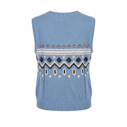 Blue Nylon Women Sweater Vest