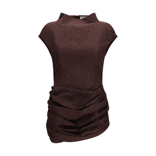 Brown Cotton Casual Dress