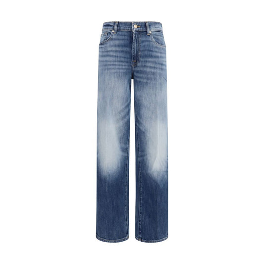 Blue Cotton Straight-Leg Jeans