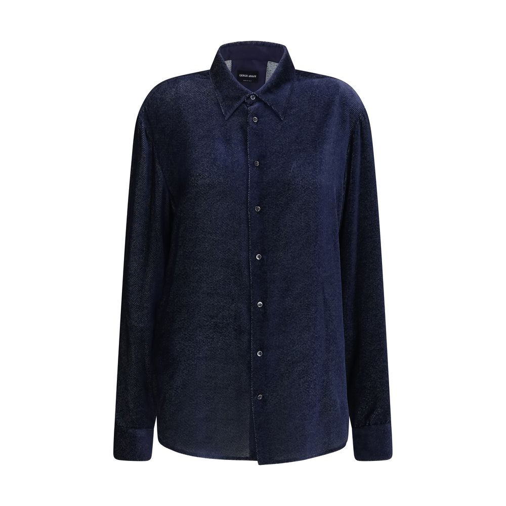 Blue Silk Dress Shirt