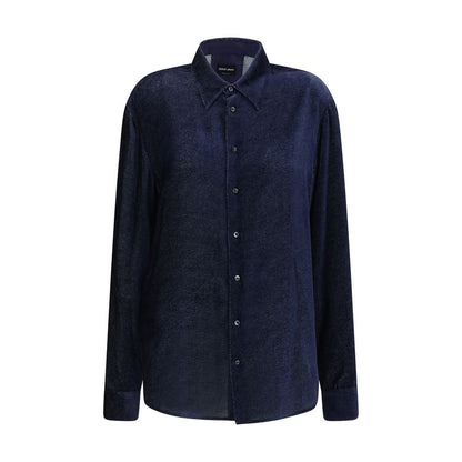 Blue Silk Dress Shirt