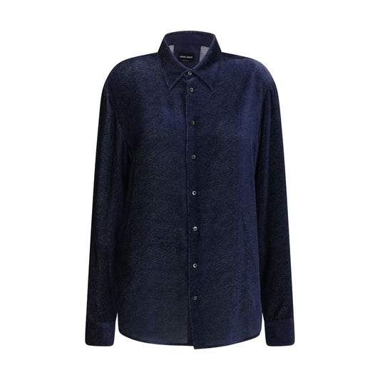 Blue Silk Dress Shirt