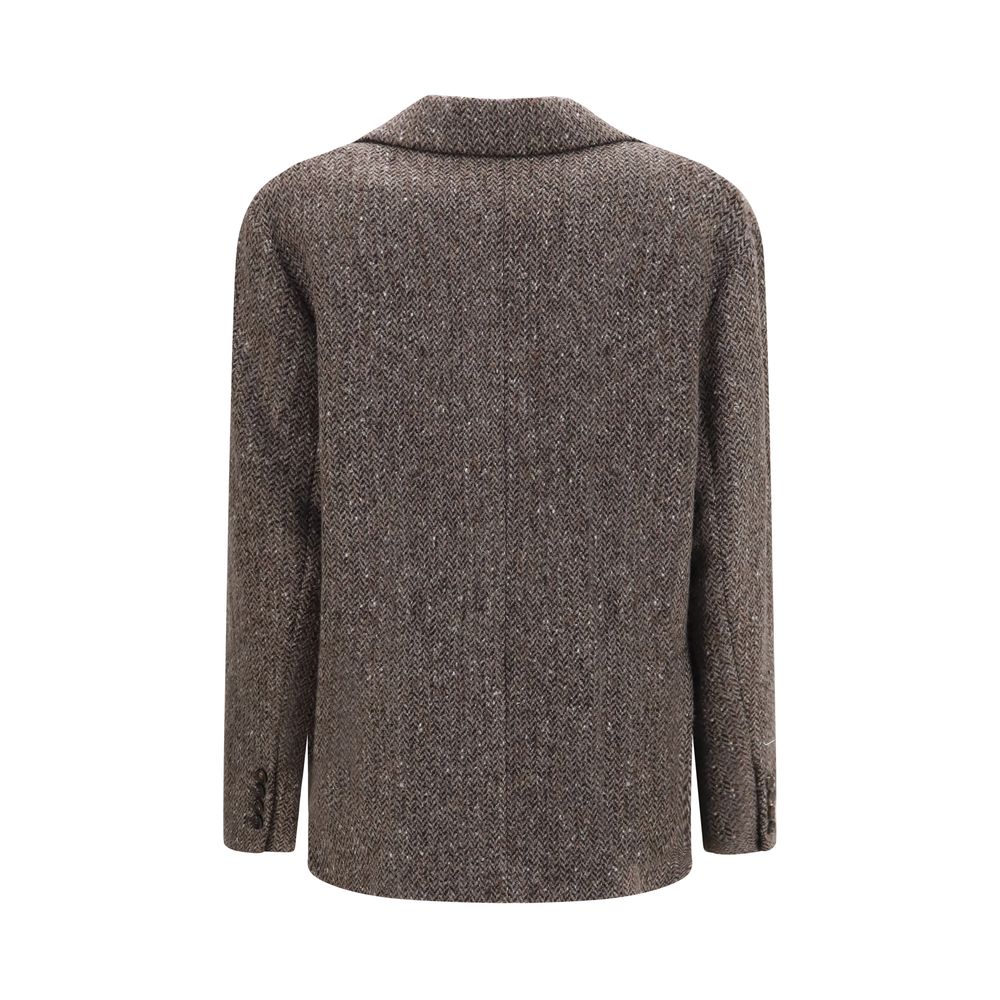 Brown Wool Oves Aries Biker Jacket