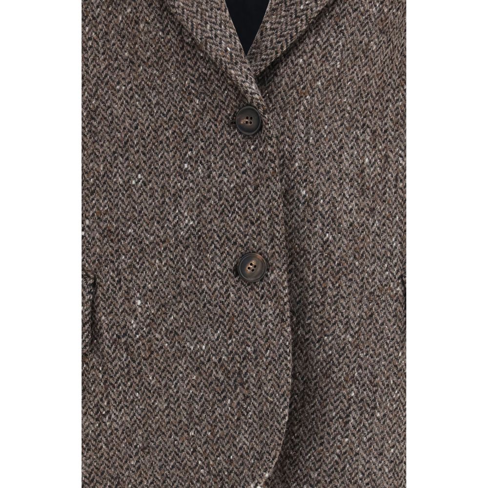 Brown Wool Oves Aries Biker Jacket