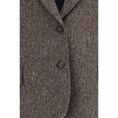 Brown Wool Oves Aries Biker Jacket
