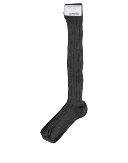 Gray Wool Blend Over The Calf Accessory Socks