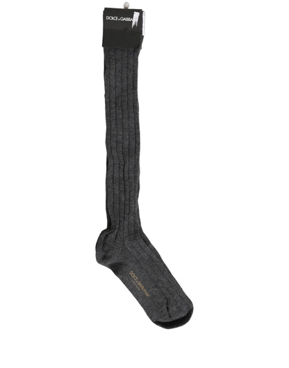 Gray Wool Blend Over The Calf Accessory Socks