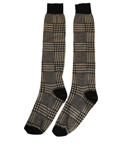 Multicolor Plaid Viscose Knee High Accessory Socks