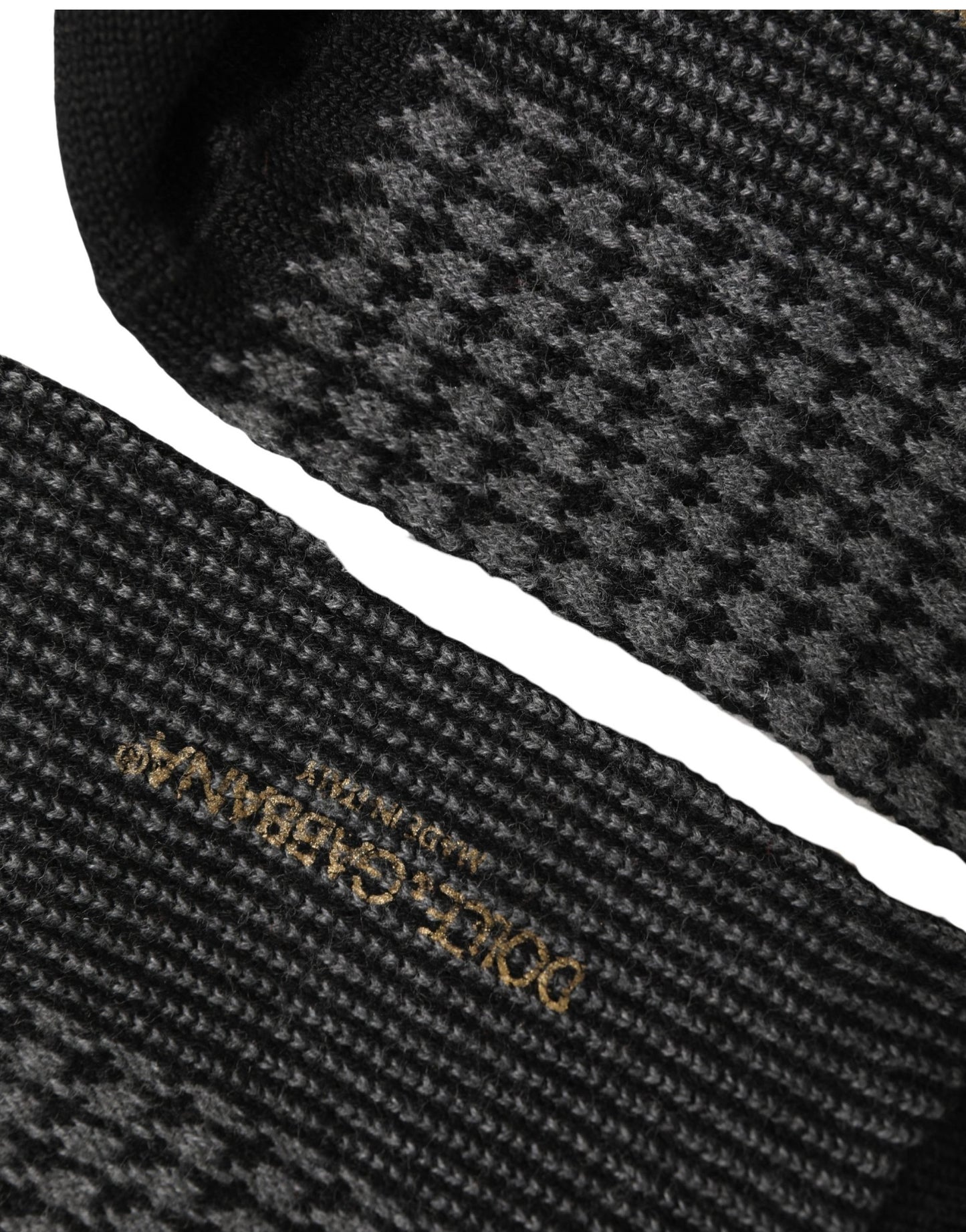 Black Wool Houndstooth Over Calf Accessory Socks