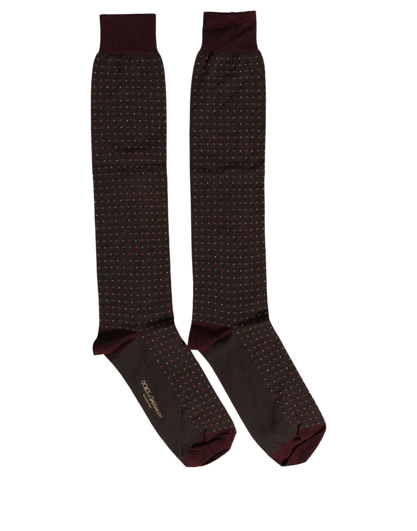 Burgundy Polka Dot Over The Calf Accessory Socks
