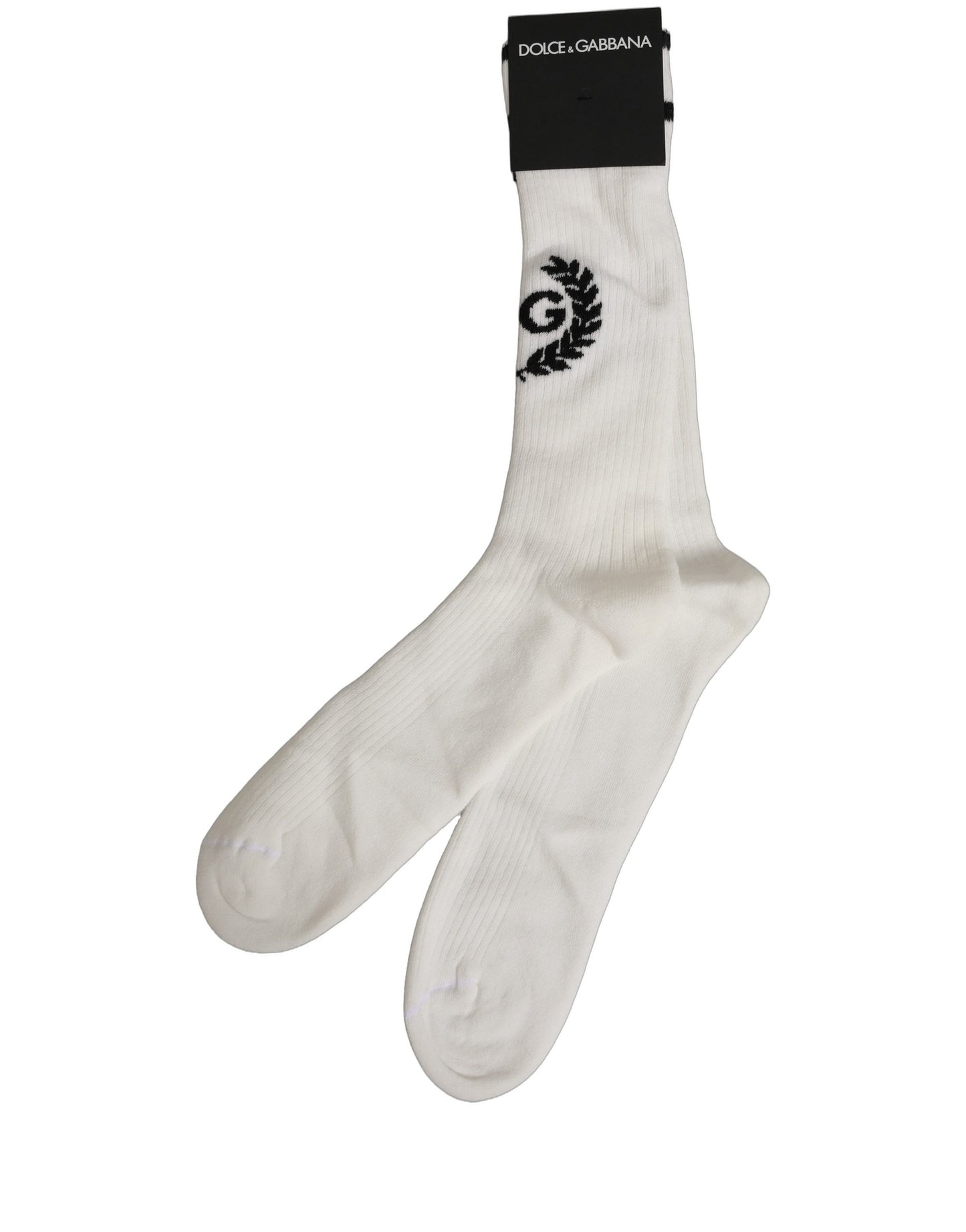 White Cotton DG Logo Mid Calf Accessory Socks