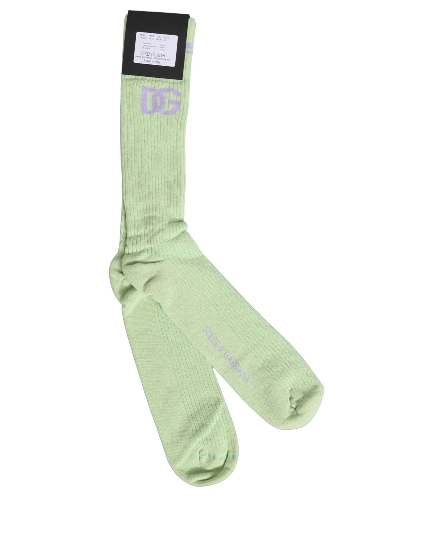 Men Light Green Logo Over Calf Accessory Socks
