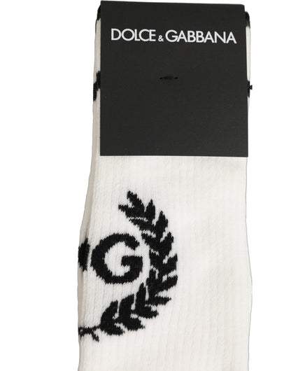 White Cotton DG Logo Mid Calf Accessory Socks