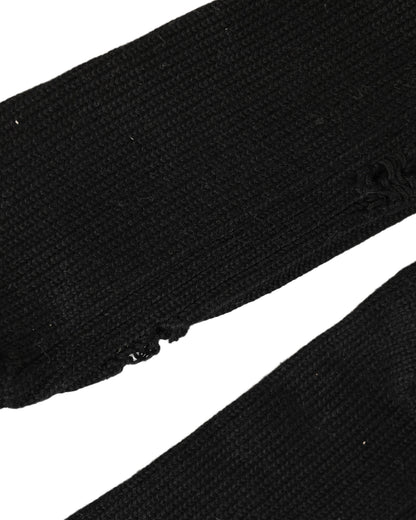 Black Cotton Distressed Mid Calf Accessory Socks