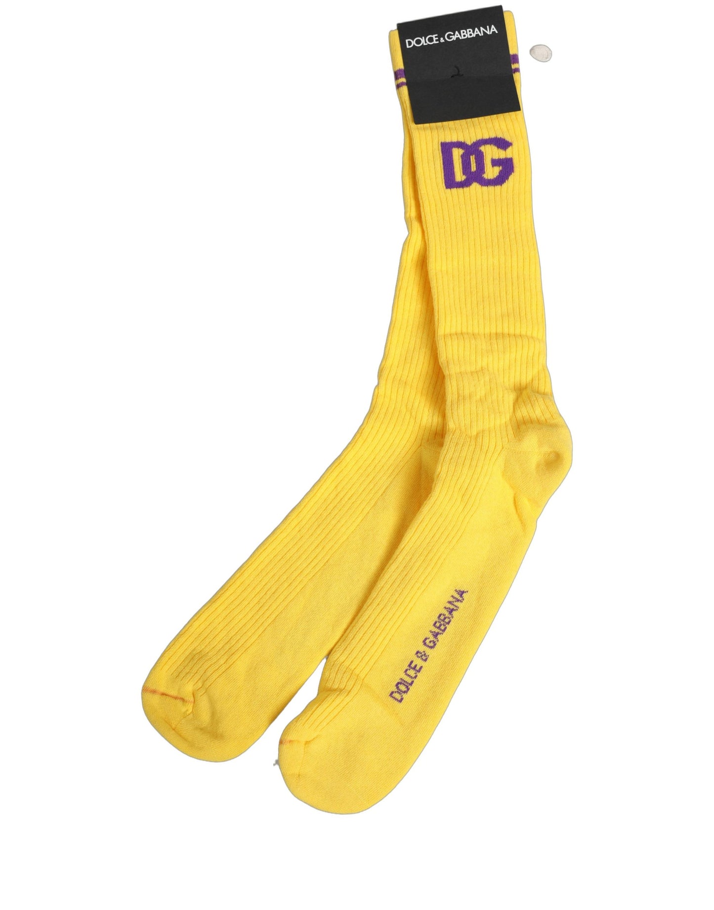 Men Yellow DG Logo Over Calf Accessory Socks