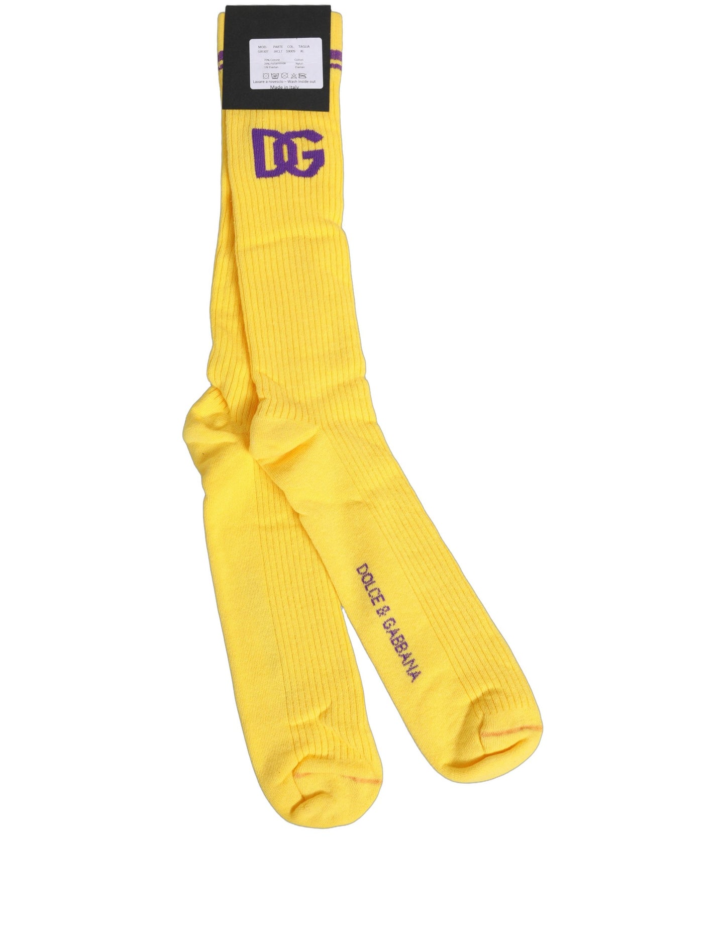 Men Yellow DG Logo Over Calf Accessory Socks