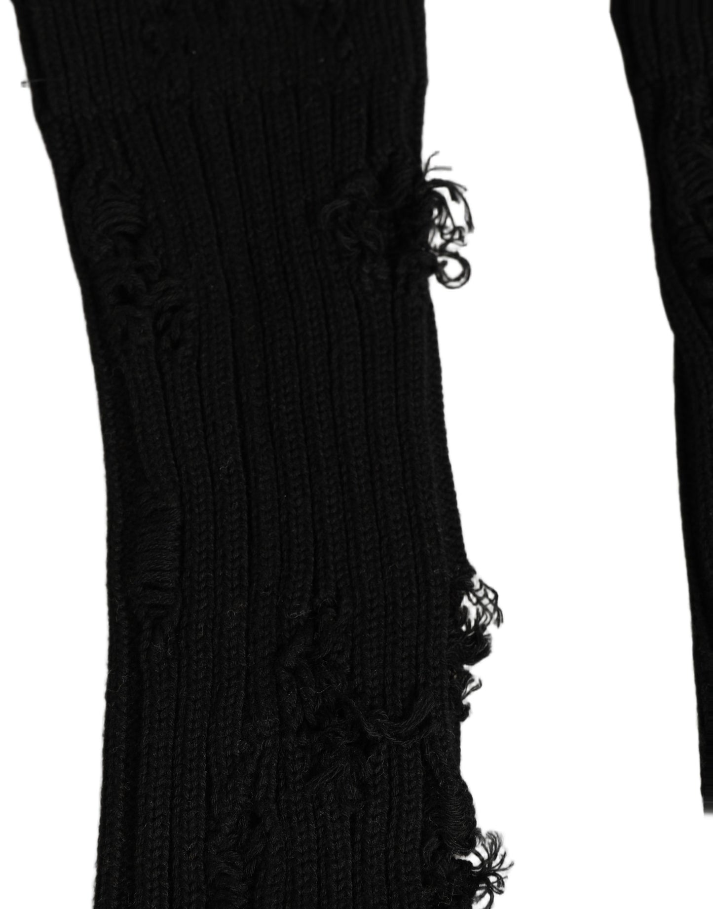 Black Cotton Distressed Mid Calf Accessory Socks