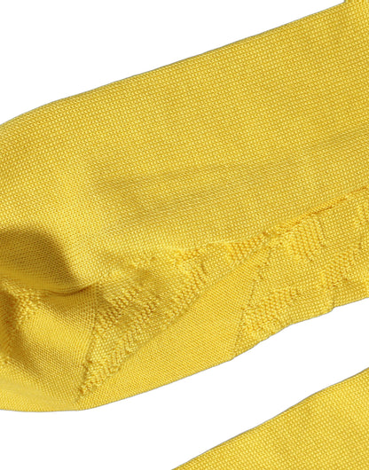 Men Yellow 100% Silk Mid Calf Accessory Socks