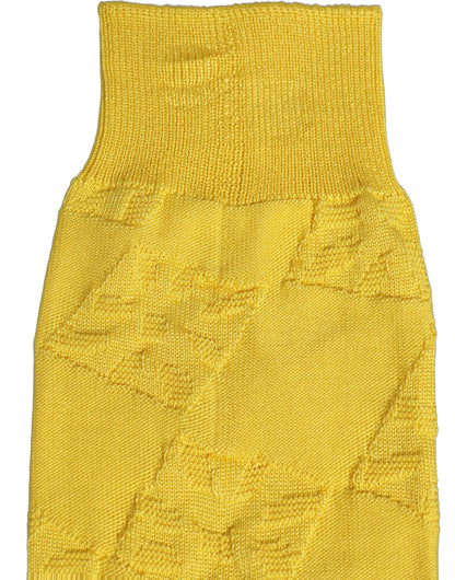Men Yellow 100% Silk Mid Calf Accessory Socks