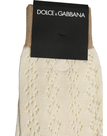 Off White Cotton Knit Mid Calf Accessory Socks