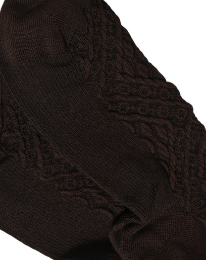 Dark Brown Cotton Knit Knee High Accessory One Size Socks