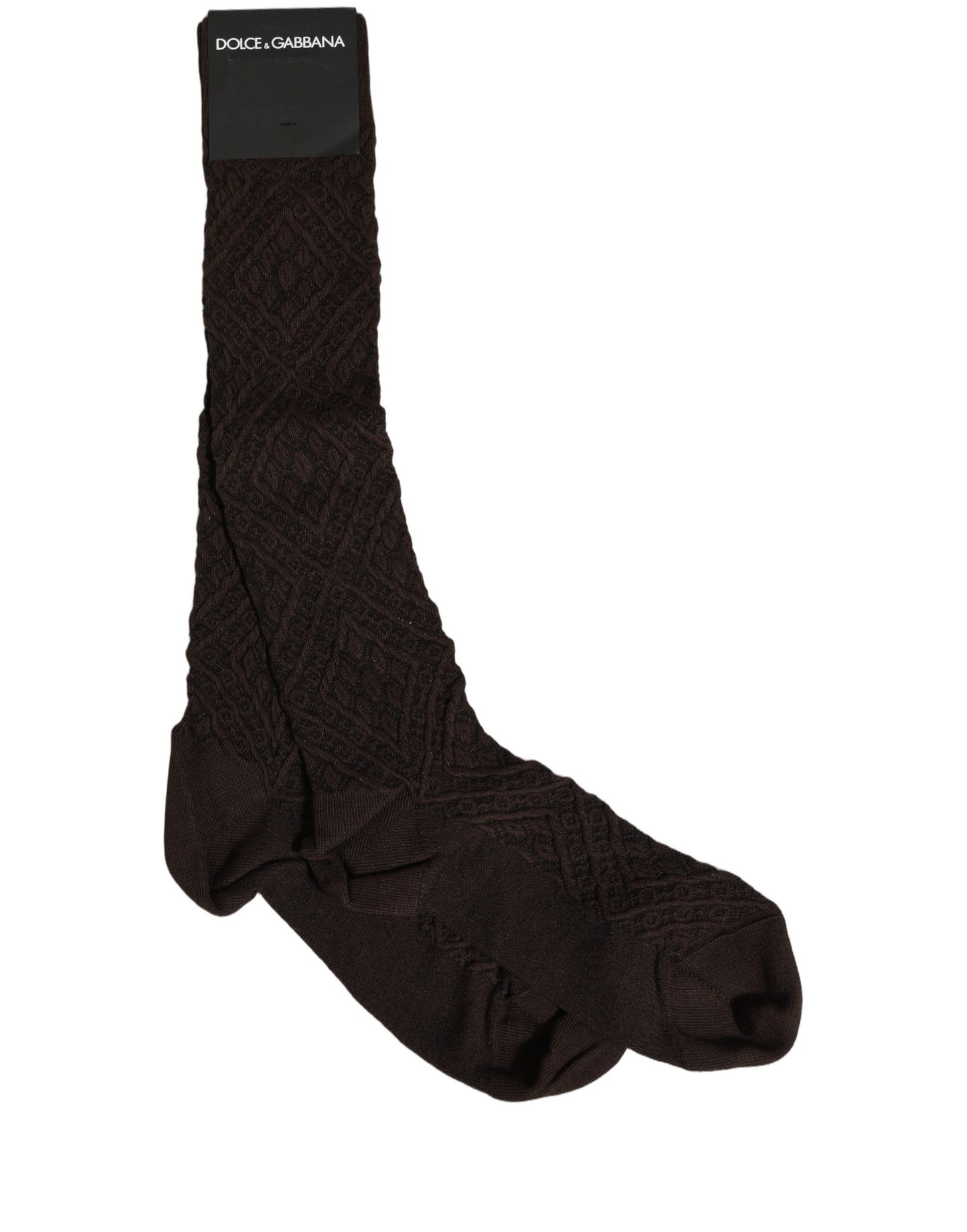 Dark Brown Cotton Knit Knee High Accessory One Size Socks