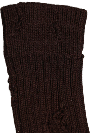 Dark Brown Cotton Distressed Mid Calf Accessory Socks