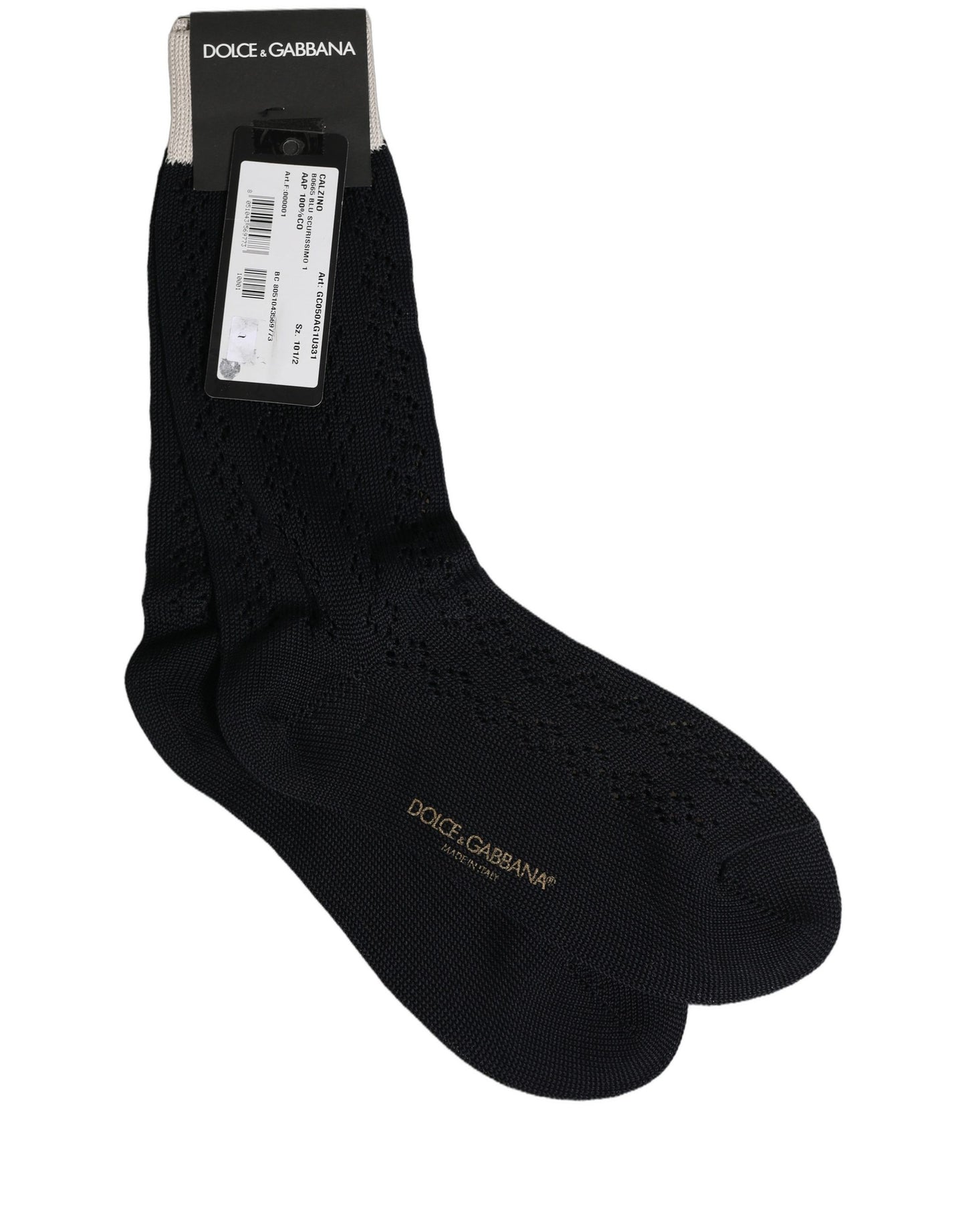 Dark Blue Cotton Knit Mid Calf Accessory Socks