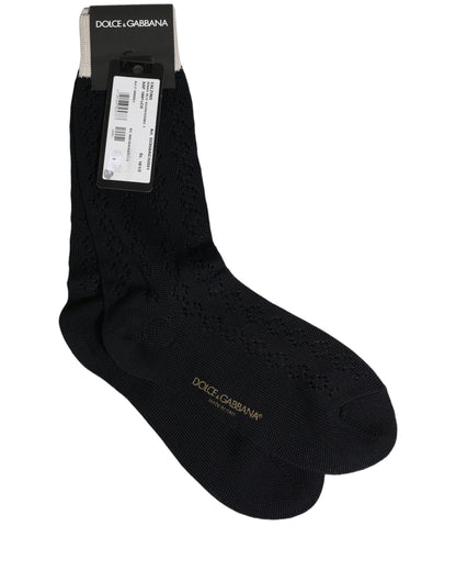 Dark Blue Cotton Knit Mid Calf Accessory Socks